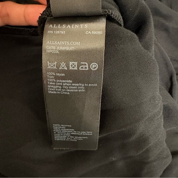 AllSaints black Cate wide leg jumpsuit size small 100% Rayon - Picture 9 of 15